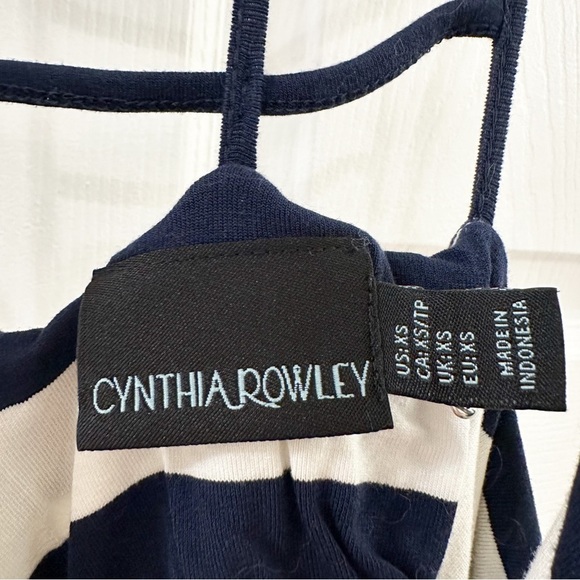 Cynthia Rowley Striped Ladder Back High Low Pleated Maxi Dress Blue White sz XS - Picture 6 of 6